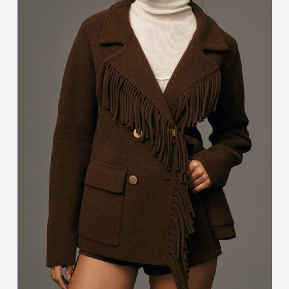 NVLT Brown Fringe Blazer Jacket